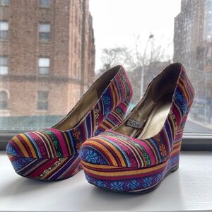 Massimo | Colorful Striped Women's Wedge Shoes